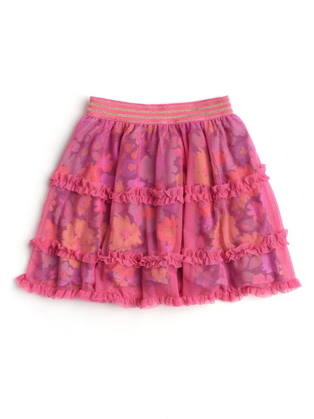 Finding Foxtale Girl's Pink Peek a BooFloral Ruffle Skirt Size 3t